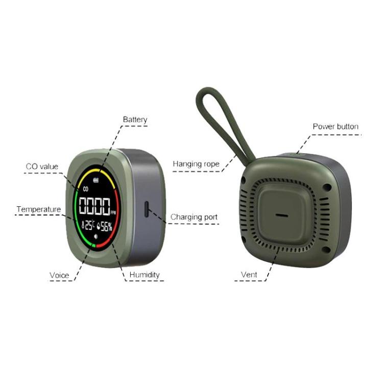 K5A 3 In1 Carbon Monoxide Temperature Humidity Detector Outdoor Portable CO Detection Alarm, K5A