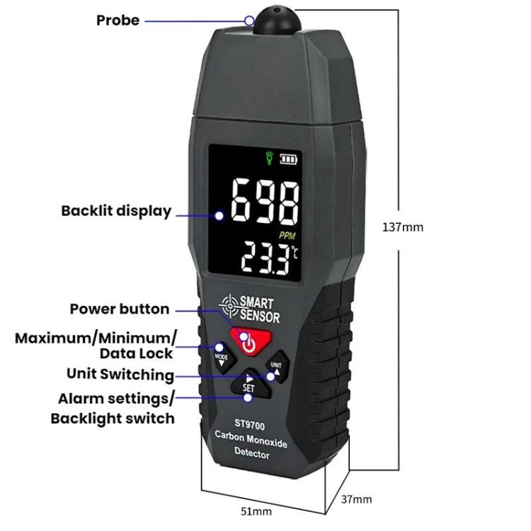 SMART SENSOR Carbon Monoxide Leakage Toxic Gas Alarm Detector
