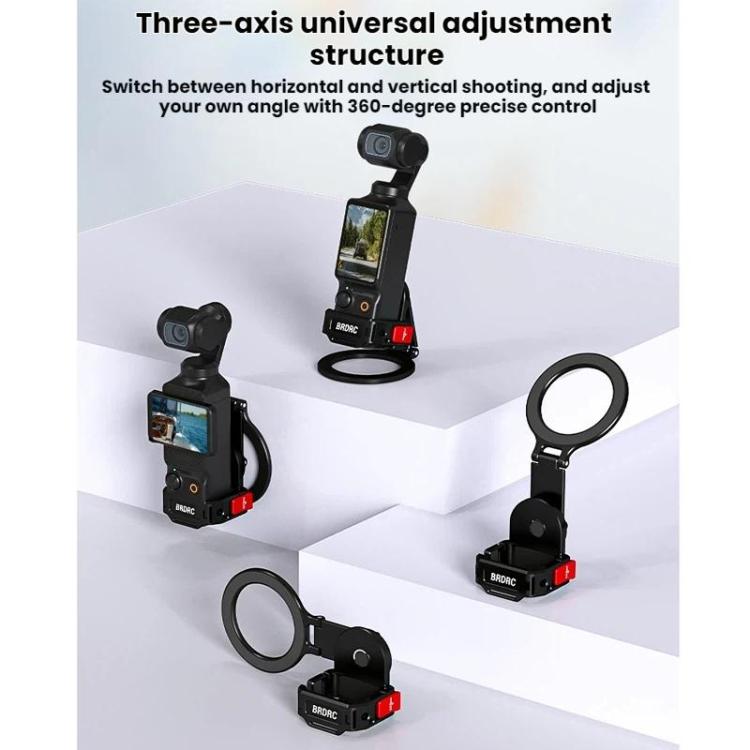 For DJI Osmo Pocket 3 BRDRC Magnetic Expandable Phone Holder Cold Shoe Mount, For DJI Osmo Pocket 3 Black