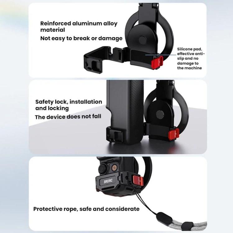 For DJI Osmo Pocket 3 BRDRC Magnetic Expandable Phone Holder Cold Shoe Mount, For DJI Osmo Pocket 3 Black
