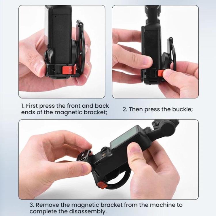 For DJI Osmo Pocket 3 BRDRC Magnetic Expandable Phone Holder Cold Shoe Mount, For DJI Osmo Pocket 3 Black