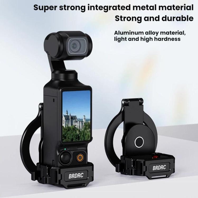 For DJI Osmo Pocket 3 BRDRC Magnetic Expandable Phone Holder Cold Shoe Mount, For DJI Osmo Pocket 3 Black