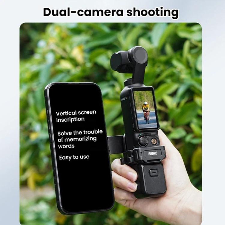 For DJI Osmo Pocket 3 BRDRC Magnetic Expandable Phone Holder Cold Shoe Mount, For DJI Osmo Pocket 3 Black