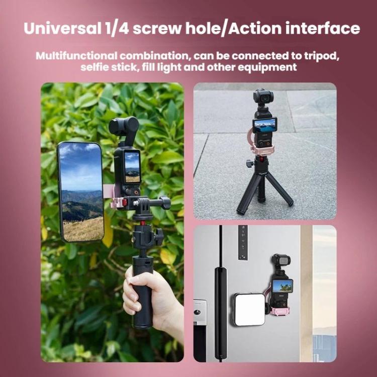 For DJI Osmo Pocket 3 BRDRC Magnetic Expandable Phone Holder Cold Shoe Mount, For DJI Osmo Pocket 3 Pink