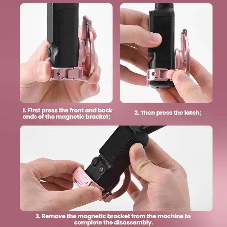 For DJI Osmo Pocket 3 BRDRC Magnetic Expandable Phone Holder Cold Shoe Mount, For DJI Osmo Pocket 3 Pink