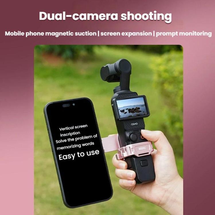 For DJI Osmo Pocket 3 BRDRC Magnetic Expandable Phone Holder Cold Shoe Mount, For DJI Osmo Pocket 3 Pink