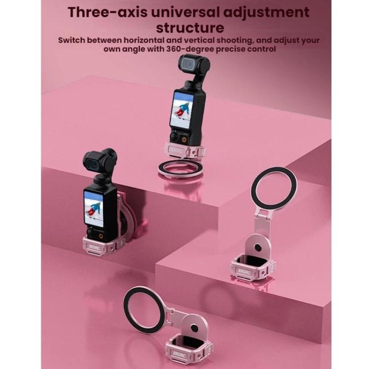 For DJI Osmo Pocket 3 BRDRC Magnetic Expandable Phone Holder Cold Shoe Mount, For DJI Osmo Pocket 3 Pink