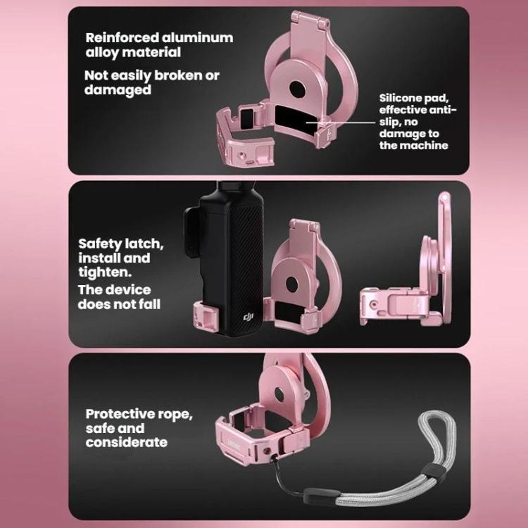 For DJI Osmo Pocket 3 BRDRC Magnetic Expandable Phone Holder Cold Shoe Mount, For DJI Osmo Pocket 3 Pink