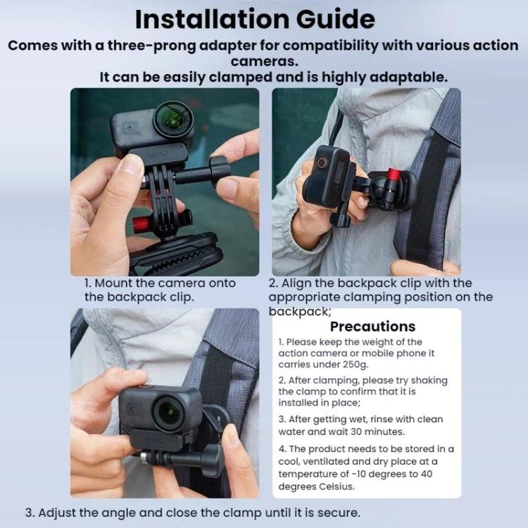For DJI/GoPro/Insta360 Backpack Shoulder Strap Camera Mount, Magnetic, Regular