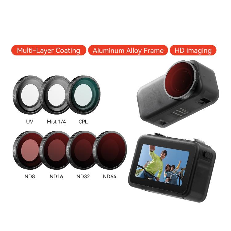 For DJI Osmo Nano aMagisn Waterproof Lens Filter, UV, CPL, ND8+ND16+ND32+ND64, CPL+ND8+ND16+ND32, Mist 1/4