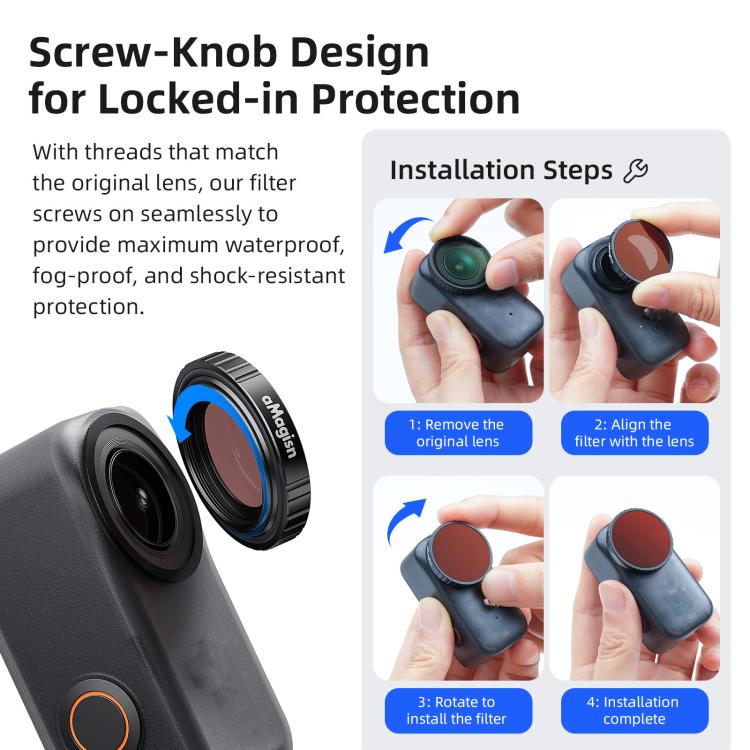 For DJI Osmo Nano aMagisn Waterproof Lens Filter, UV, CPL, ND8+ND16+ND32+ND64, CPL+ND8+ND16+ND32, Mist 1/4