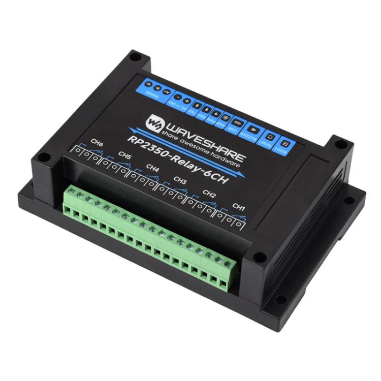 WAVESHARE RP2350 Industrial Control Board 6-Channel Relay Module, Based On RP2350 Microcontroller, Supports Wxternal Interfaces RS485 And Pico, Without Wi-Fi Module