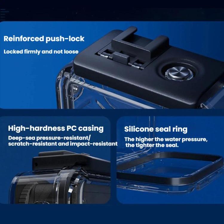 For DJI Osmo Action 6 Waterproof Case 70m IPX8 Dive Housing with Dual Cold Shoe, Waterproof Case