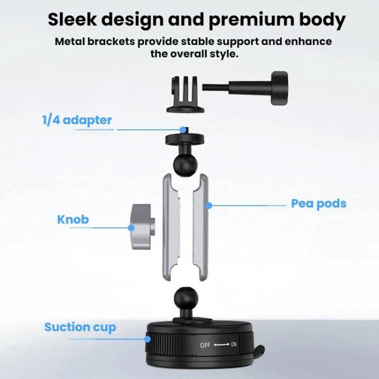 Flymile Car Suction Cup Mount For DJI Osmo Pocket 3 / Osmo Action 6 / 5 Pro