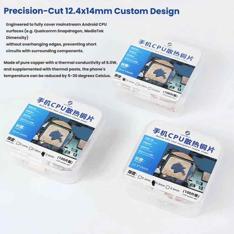 100pcs Red Copper Thermal Cooling Pads For Android Phone CPU High Conductivity Copper Sheets