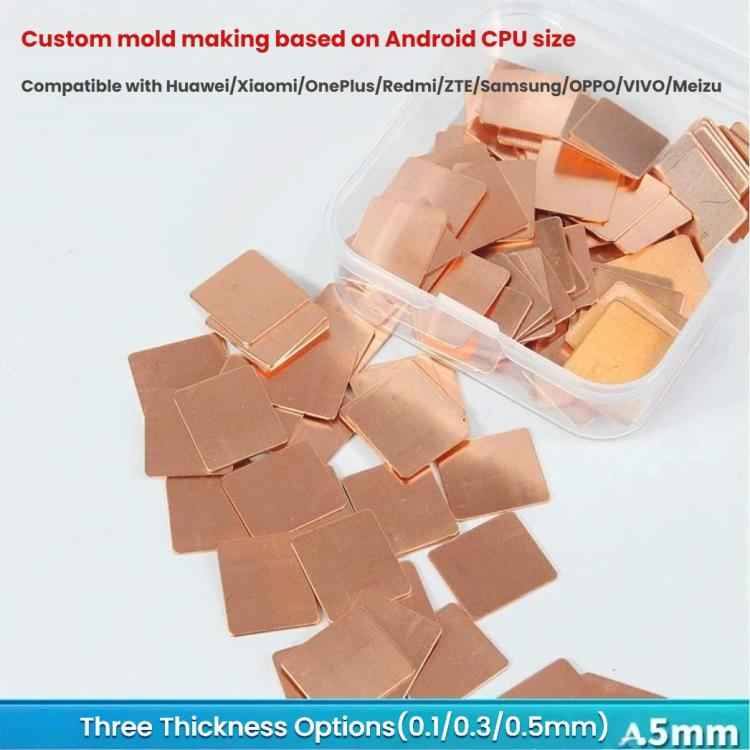 100pcs Red Copper Thermal Cooling Pads For Android Phone CPU High Conductivity Copper Sheets