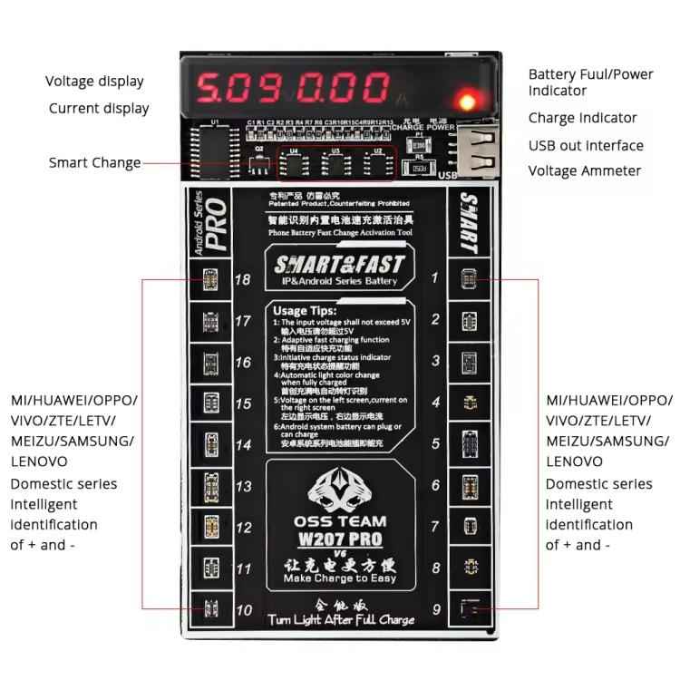 OSS TEAM W207 PRO V7 Battery Activation Detection Board Fast Charge IC Board For Android Devices