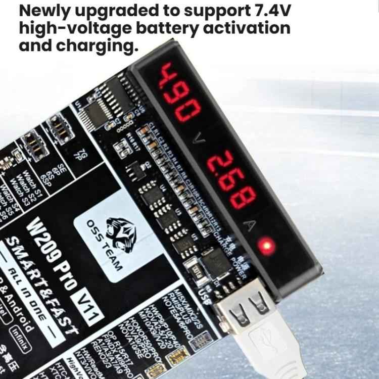 OSS TEAM W209 PRO V11 Battery Activator Board 7.4V High-Voltage for iPhone 6 To 17 Series & Android Devices