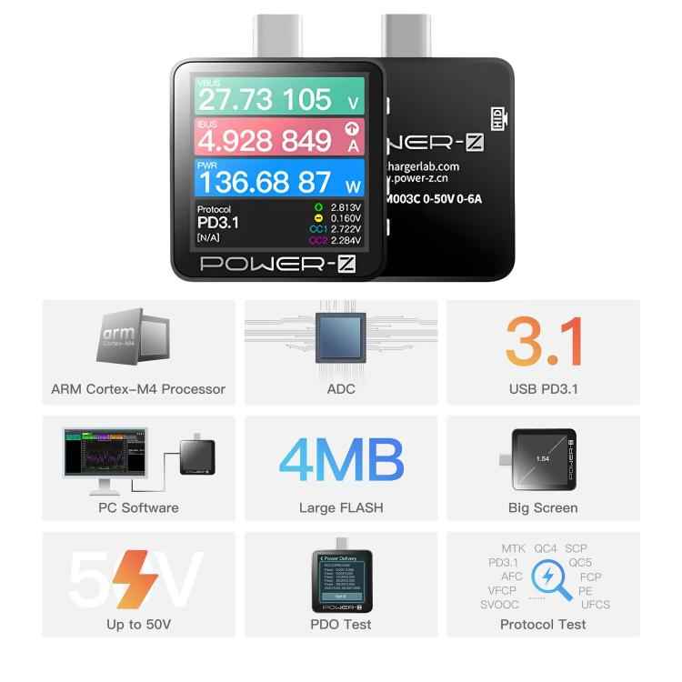 POWER-Z KM003C USB-C Fast Charging Tester PD3.1 & Protocol Analyzer