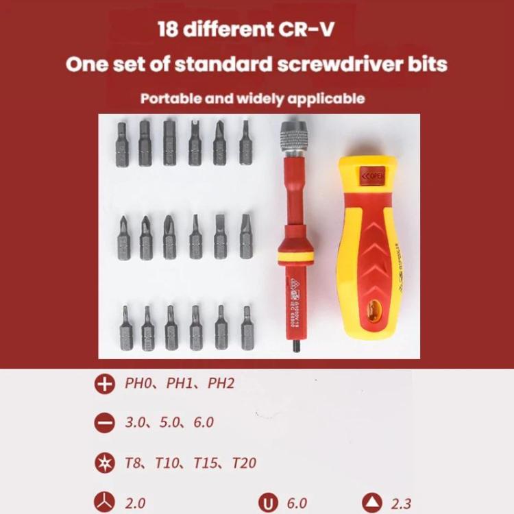 18pcs /Set Multi-Purpose Telescopic Screwdriver Tester Bit Combination