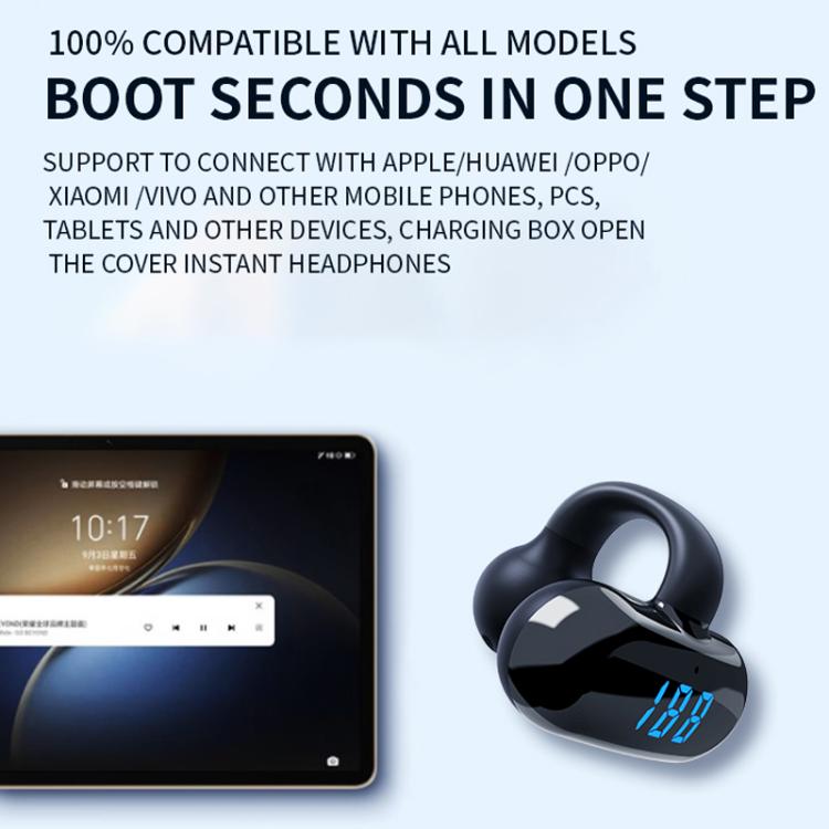 Clip-on Bluetooth Headphones Digital Display Air Conductive Technology