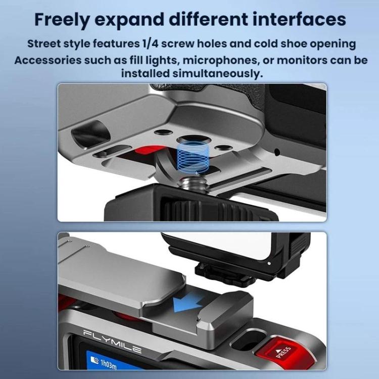 For DJI Osmo Action 6 Flymile Extended Cage Protective Frame Kit, AC6017 Silver