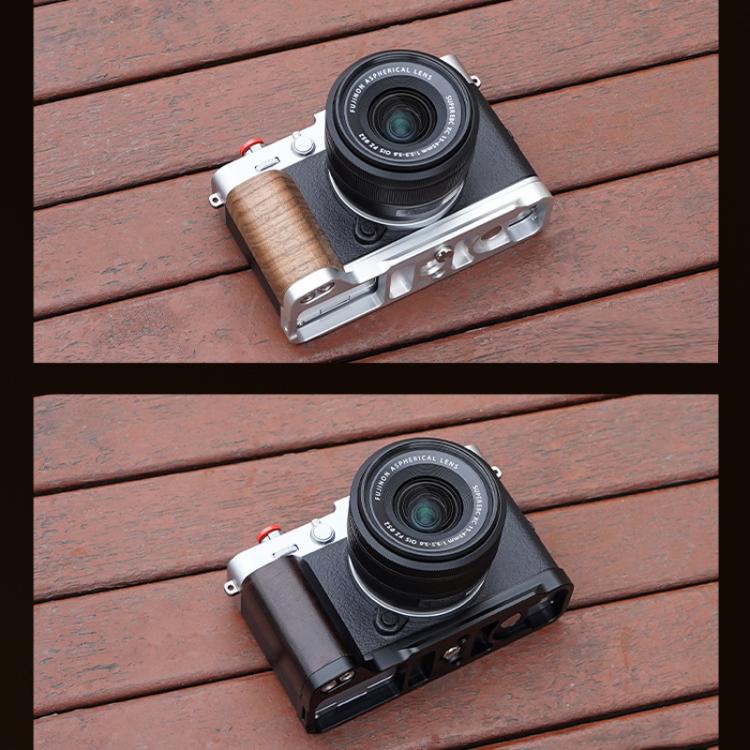 For Fujifilm X-E5 Flymile Camera L-Shaped Cold Shoe Mount For One-Handed Shooting, Black Ebony, Silver Walnut