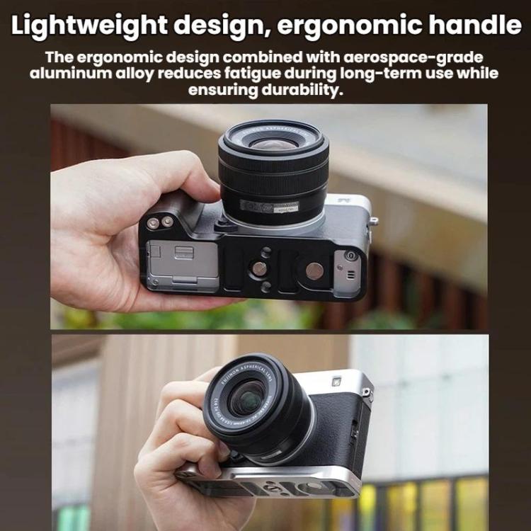 For Fujifilm X-E5 Flymile Camera L-Shaped Cold Shoe Mount For One-Handed Shooting, Black Ebony, Silver Walnut