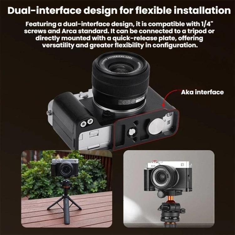 For Fujifilm X-E5 Flymile Camera L-Shaped Cold Shoe Mount For One-Handed Shooting, Black Ebony, Silver Walnut