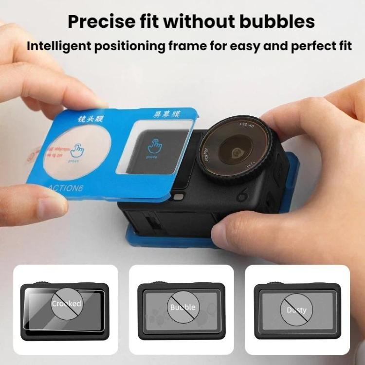 For DJI Osmo Action 6 Flymile Camera Lens HD Tempered Glass Screen Protector
