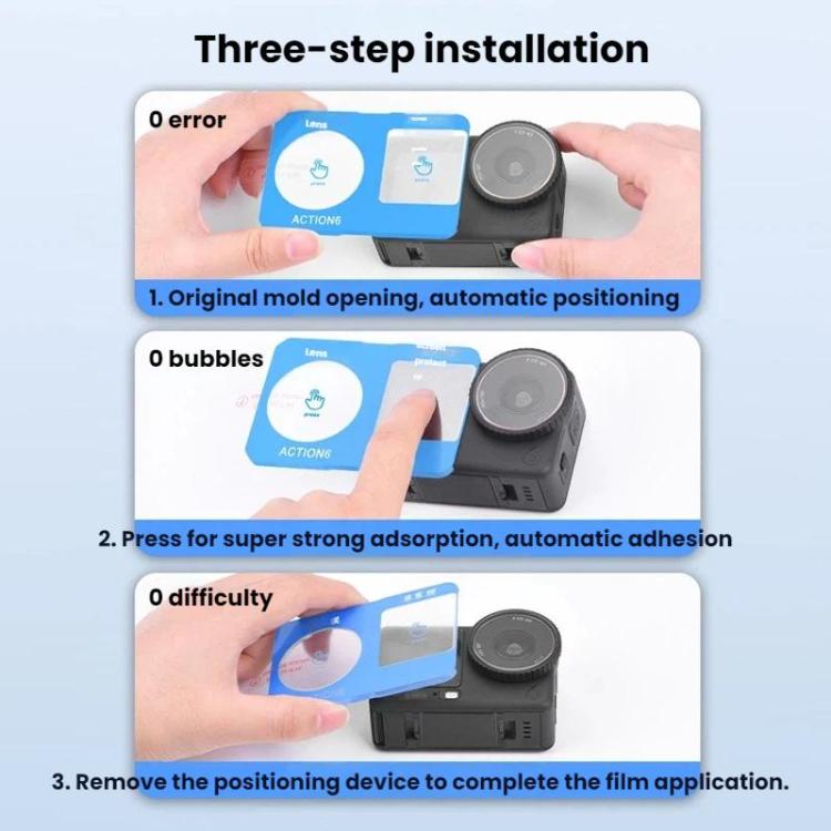 For DJI Osmo Action 6 Flymile Camera Lens HD Tempered Glass Screen Protector