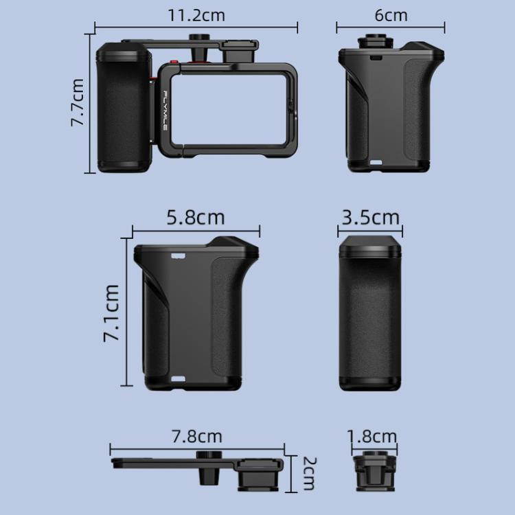 For DJI Osmo Action 4 / 3 / 5 Pro Flymile Adapter Extended Rabbit Cage Accessory, Handle, Set Plastic Version