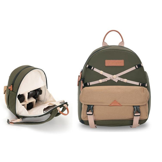 Cwatcun D249 Casual Shoulder Camera Bag Decompressorized Quick Access DSLR Storage Bag, Small Army Green, Medium Army Green