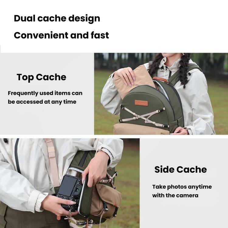 Cwatcun D249 Casual Shoulder Camera Bag Decompressorized Quick Access DSLR Storage Bag, Small Army Green, Medium Army Green