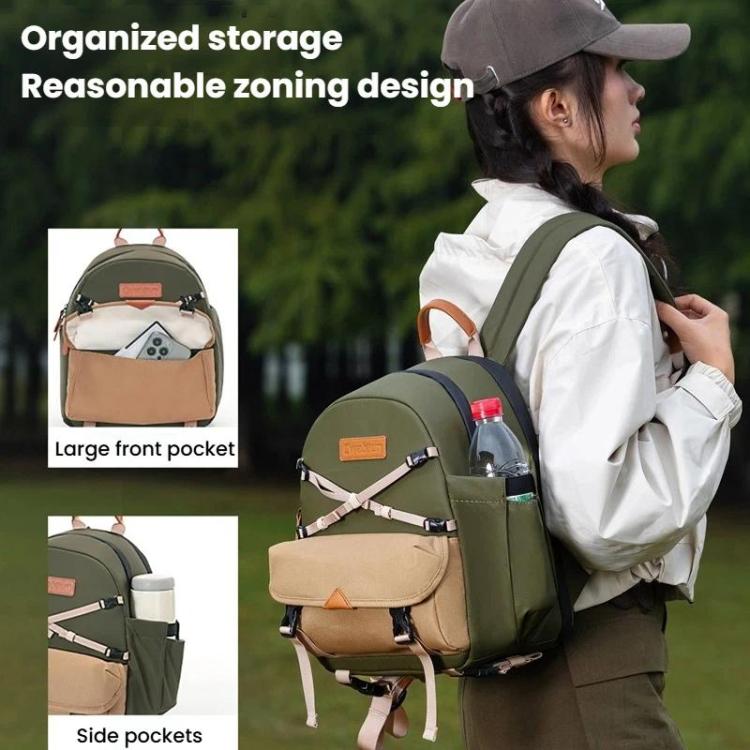 Cwatcun D249 Casual Shoulder Camera Bag Decompressorized Quick Access DSLR Storage Bag, Small Army Green, Medium Army Green