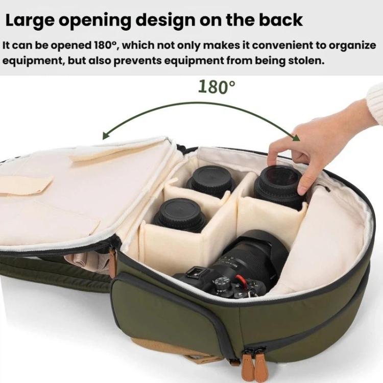 Cwatcun D249 Casual Shoulder Camera Bag Decompressorized Quick Access DSLR Storage Bag, Small Army Green, Medium Army Green