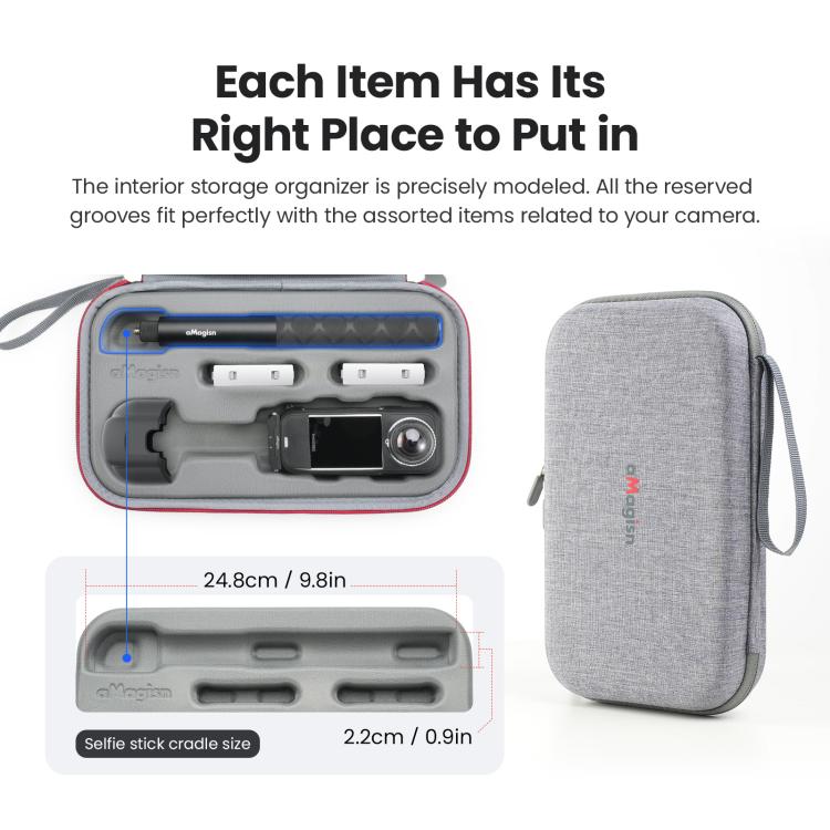 aMagisn Medium Carrying Case For Insta360 X4 Air/X4/X5 Hard EVA Shell with Removable Soft Interior, For Insta360 X4 Air/X4/X5