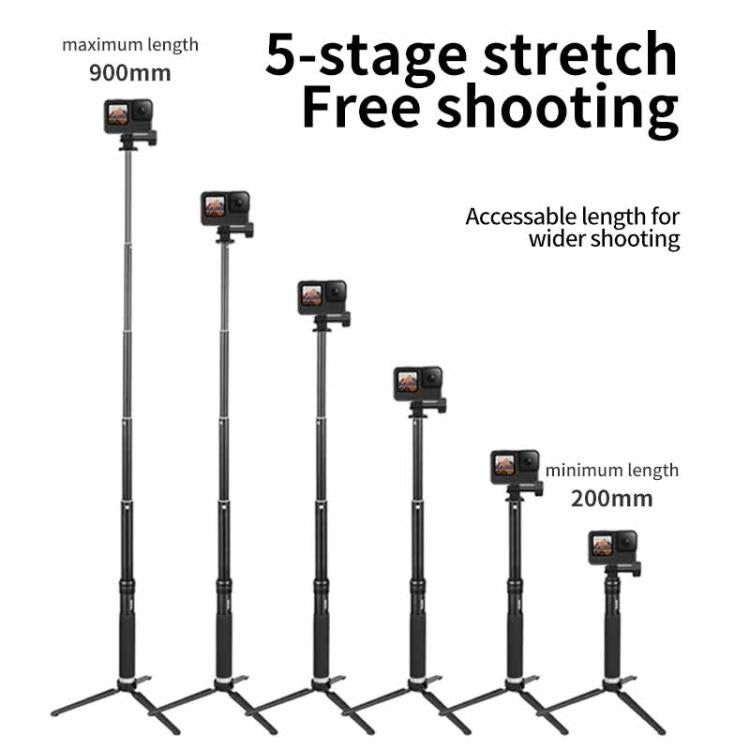 TELESIN 0.9M Selfie Stick Monopod Tripod Compatible With Action Cameras And Smartphones, Aluminum Alloy Tripod, Plastic Tripod