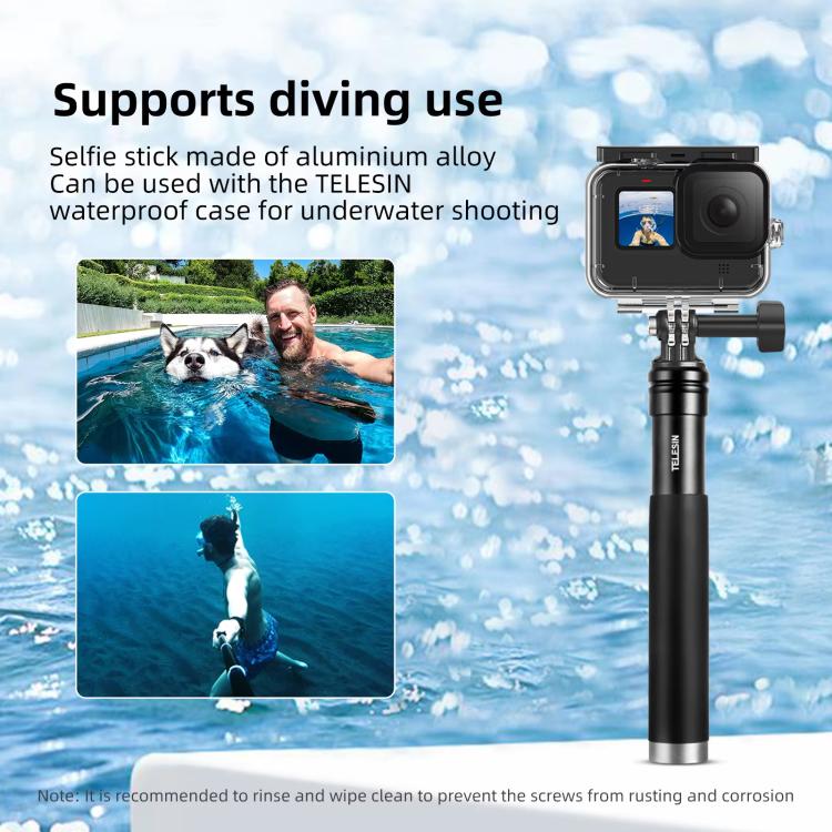 TELESIN 0.9M Selfie Stick Monopod Tripod Compatible With Action Cameras And Smartphones, Aluminum Alloy Tripod, Plastic Tripod