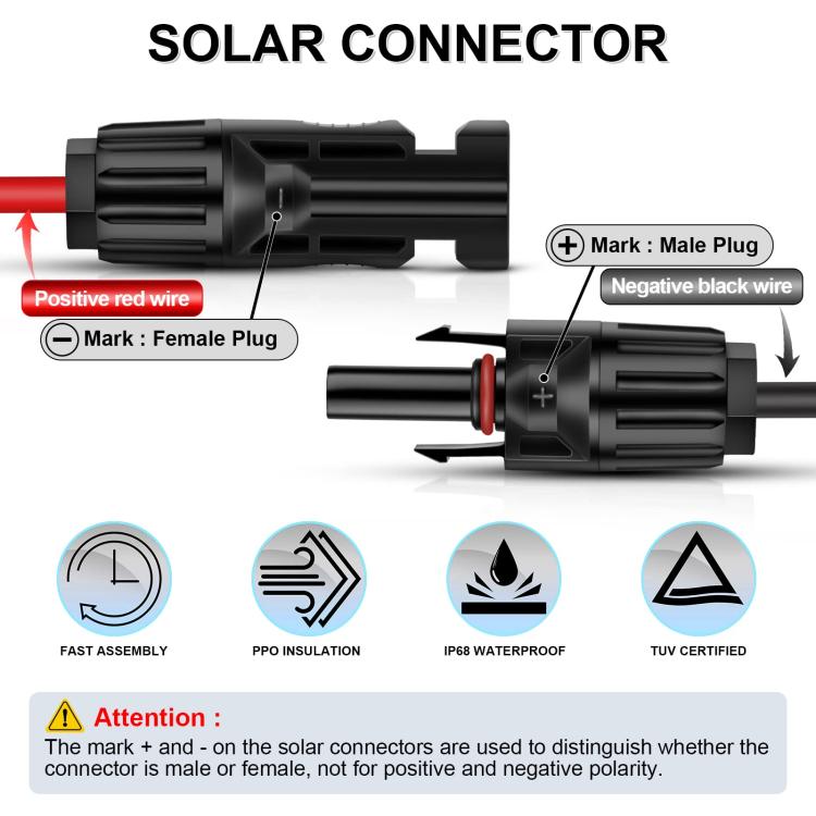 1pair MC4 Solar Photovoltaic Extension Cable For RVs, MC4 Extension Cable