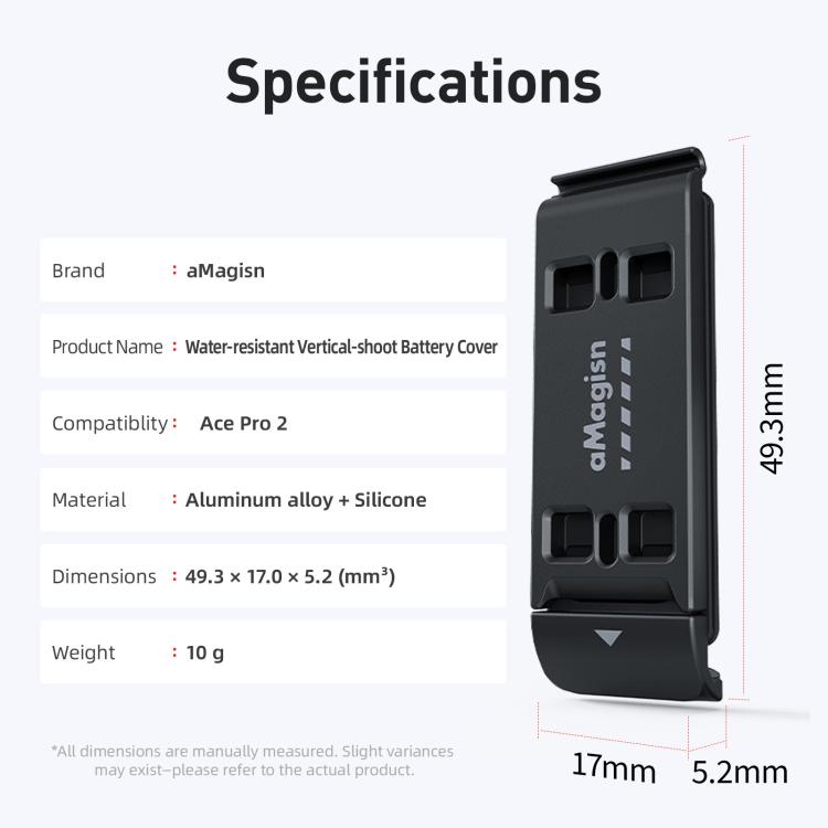 For Insta360 Ace Pro 2 aMagisn Vertical Shooting Battery Cover Magnetic Quick-Release & Splash Proof Battery Door