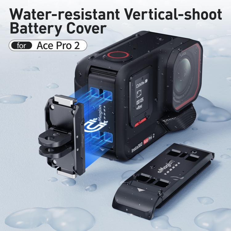 For Insta360 Ace Pro 2 aMagisn Vertical Shooting Battery Cover Magnetic Quick-Release & Splash Proof Battery Door