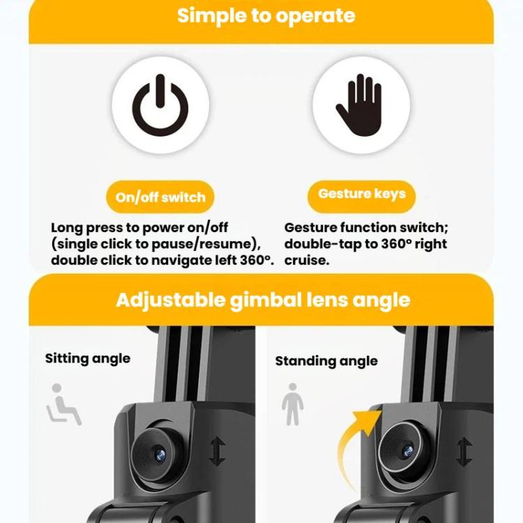 Auto Face Tracking Selfie Stick Anti-Shake Retractable Phone Stand, TT07, TT07D