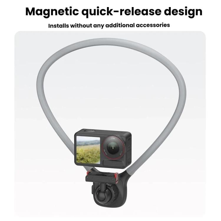 Magnetic Quick-Release Neck Mount For DJI Osmo 360 / Action 5 Pro/ 4 / 3 with 360-Degree Rotating Ball Head & Chest Strap, Neck Mount