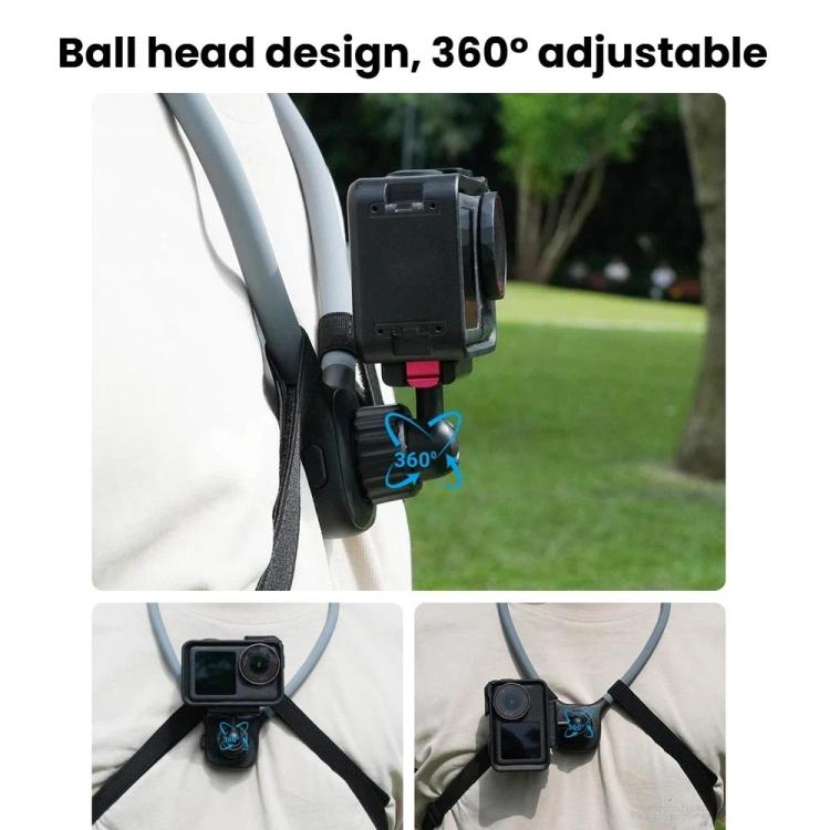 Magnetic Quick-Release Neck Mount For DJI Osmo 360 / Action 5 Pro/ 4 / 3 with 360-Degree Rotating Ball Head & Chest Strap, Neck Mount