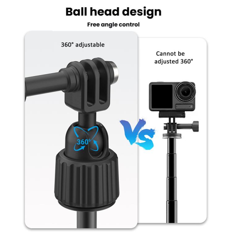 19-43cm Mini Handheld Selfie Stick Tripod with 360-degree Rotating Ball Head for for DJI, Insta360, GoPro and Other Action Cameras, 2-claw version