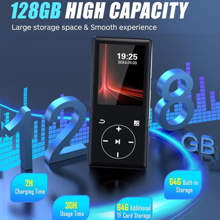 Compact Touchscreen MP3 Portable Player Bluetooth Walkman, 4GB, 8GB, 16GB, 32GB, 64GB
