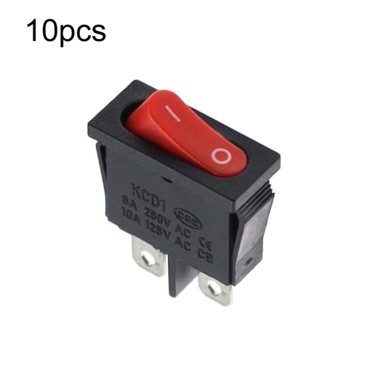 KCD1-110 10pcs Slim Flat Rocker Switch 2-Pin 2-Position Instrument Switch