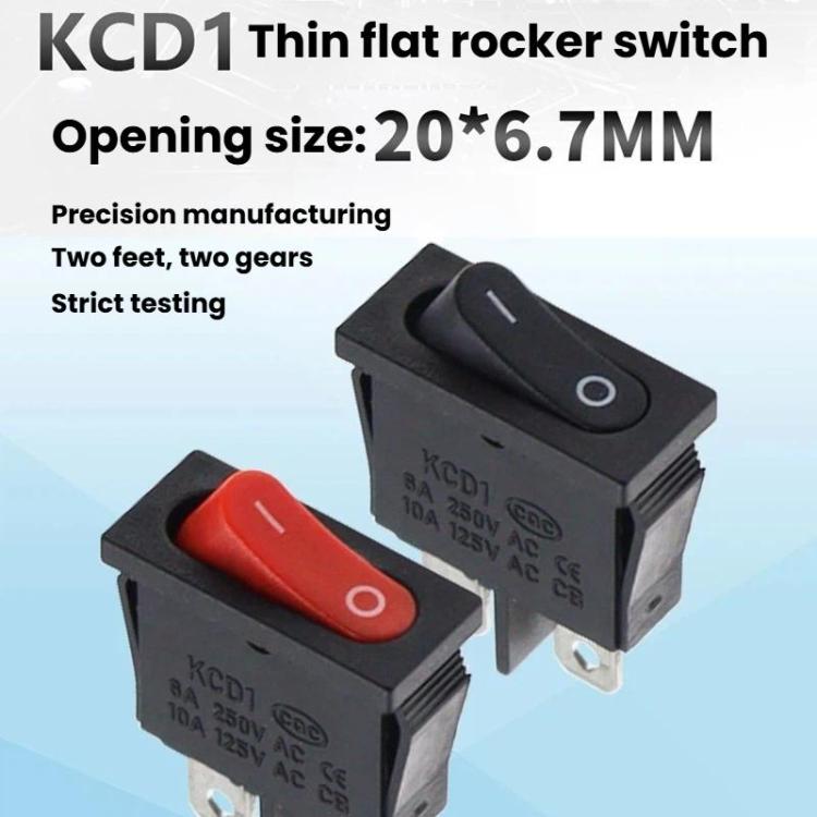 KCD1-110 10pcs Slim Flat Rocker Switch 2-Pin 2-Position Instrument Switch