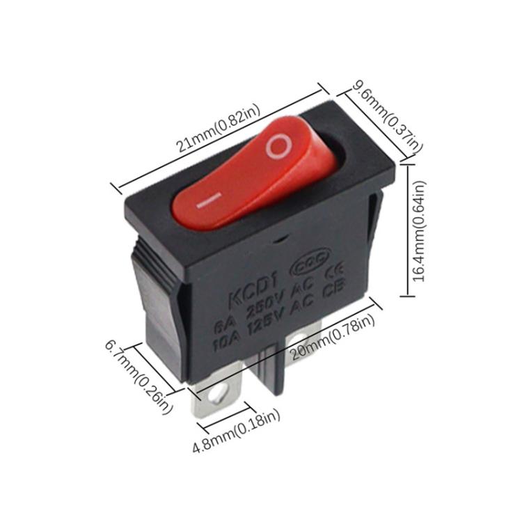 KCD1-110 10pcs Slim Flat Rocker Switch 2-Pin 2-Position Instrument Switch